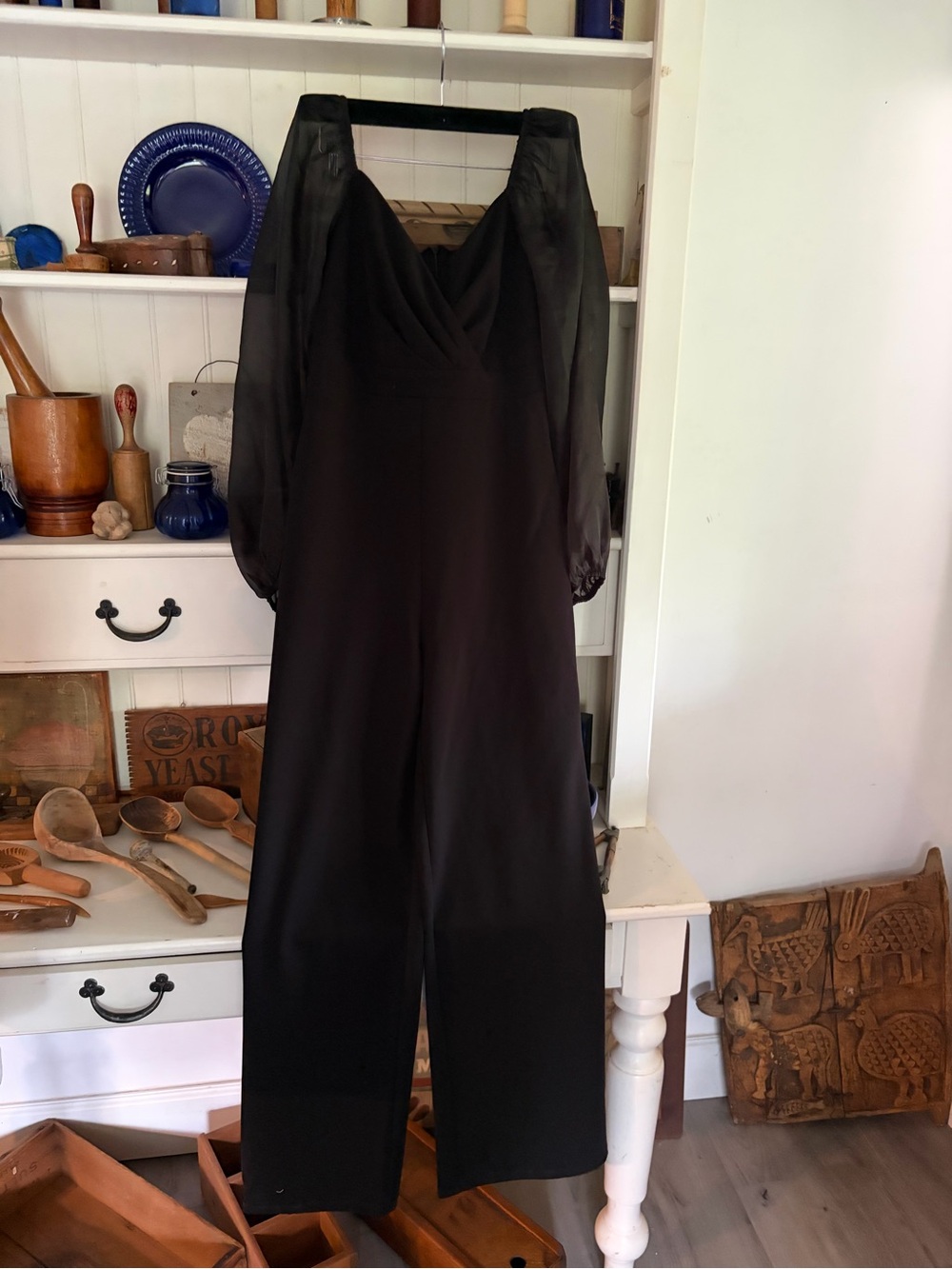 Le Château Black Long-Sleeve V-Neck Jumpsuit